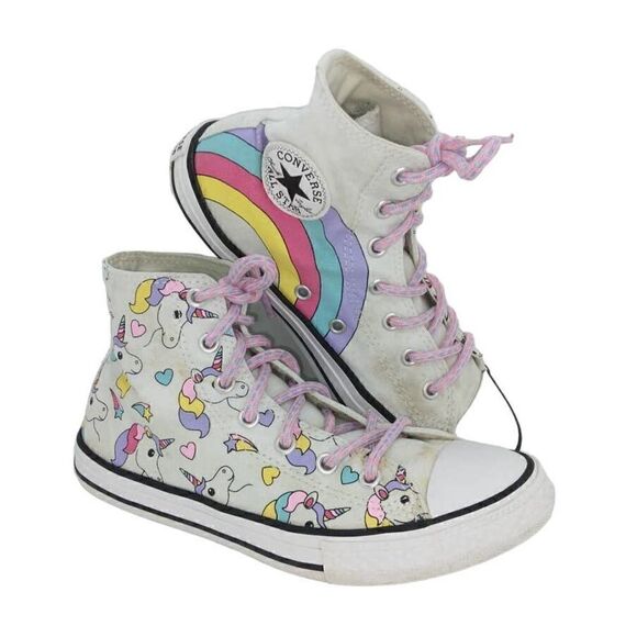 Converse Chuck Taylor Girls Pre-owned Unicorn Hi Top Multi Color Sneakers- sz. 3 - Picture 1 of 6